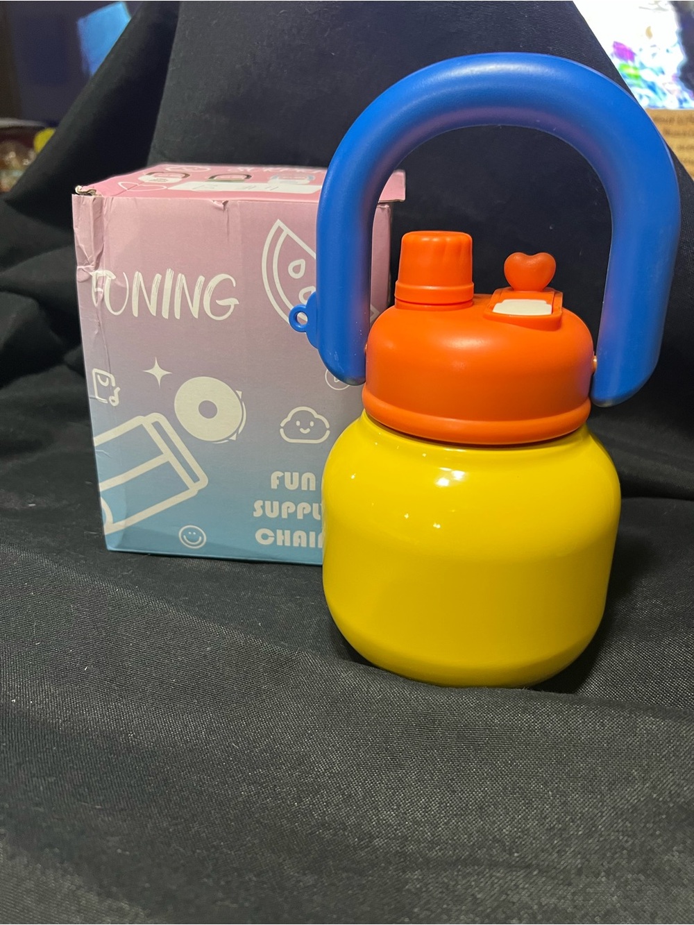 Make me an offer! Kids Water Bottle with Handle - Yellow, Orange & Blue